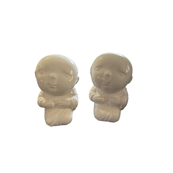 Ceramic Monk Buddhist Coin Banks 2Pc Decorative Figurines 6.5" Home Office Decor - Picture 7 of 7